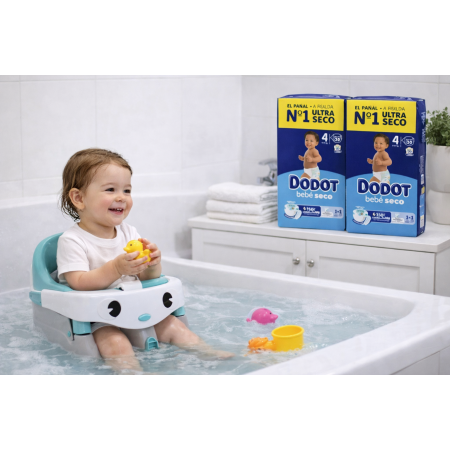 Pack Súper Ahorro Dodot Bebé Seco Talla 4 (2x58) + Asiento de Baño seguro y giratorio