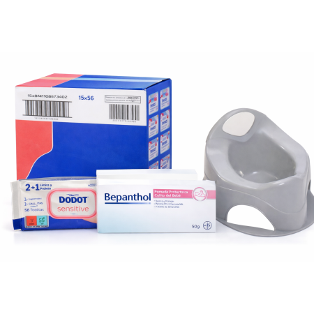 Toallitas Dodot Sensitive 15x56 (840 Unidades) + Bepanthol Pomada 50g + Orinal Infantil Tigex – Pack Cuidado Bebé Completo