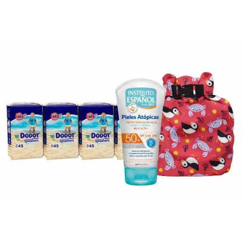Pack Súper Ahorro Verano Bebé – Dodot Splashers T4-5 (9-15 kg)  + Protector Solar SPF50 150ml + Bolsa Impermeable (29x17 cm)