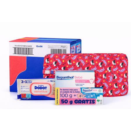 Pack Súper Ahorro Bebé – Toallitas Dodot Sensitive 840 uds + Bepanthol Bebé 150 g + Cambiador Impermeable Bambino Mio