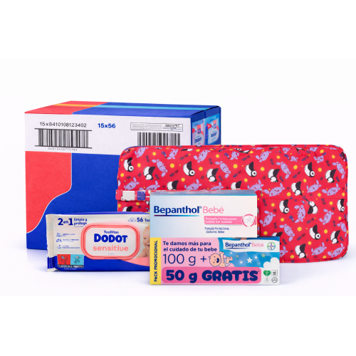Pack Súper Ahorro Bebé – Toallitas Dodot Sensitive 840 uds + Bepanthol Bebé 150 g + Cambiador Impermeable Bambino Mio