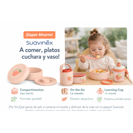 Pack Súper Ahorro Suavinex A Comer | Platos Bento + Cuchara + Vaso Aprendizaje
