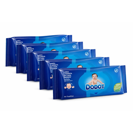 Toallitas Dodot Azul Pack 320 Toallitas (5x64) – Limpieza Suave y Protección para la Piel