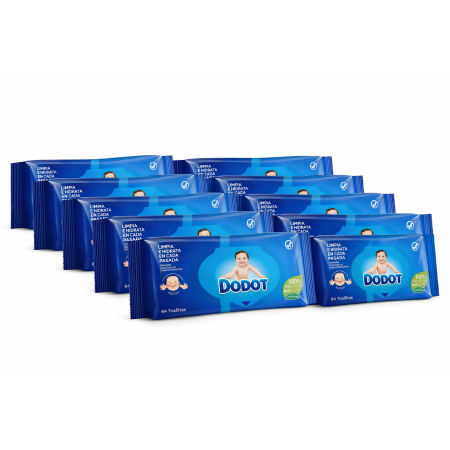 Toallitas Dodot Azul Pack 640 Toallitas (10x64) – Limpieza Suave y Protección para la Piel