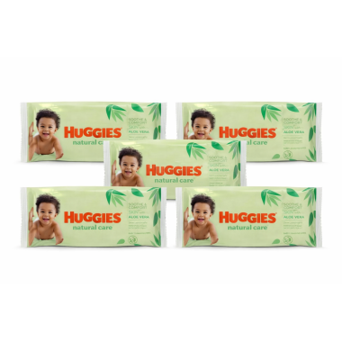 Toallitas Huggies Natural Care Aloe Vera Pack 280 Uds (5x56) – Limpieza Suave e Hidratación Natural