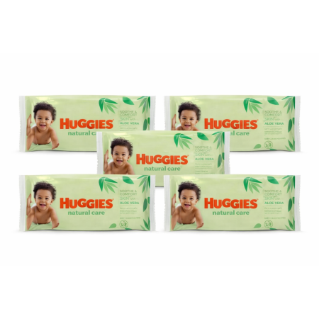 Toallitas Huggies Natural Care Aloe Vera Pack 280 Uds (5x56) – Limpieza Suave e Hidratación Natural