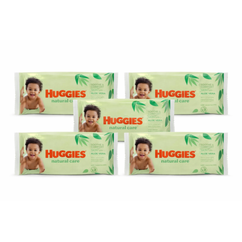 Toallitas Huggies Natural Care Aloe Vera Pack 280 Uds (5x56) – Limpieza Suave e Hidratación Natural