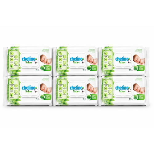 Toallitas Chelino Nature Pack 432 Uds (6x72) – Limpieza Suave con Cuidado Natural