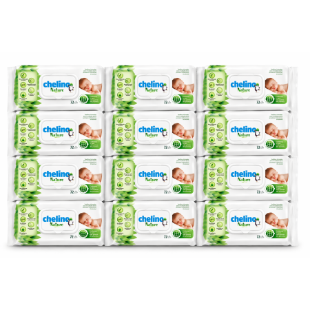 Toallitas Chelino Nature Pack Ahorro 864 Uds (12x72) – Limpieza Suave con Cuidado Natural