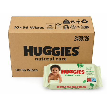 Toallitas Huggies Natural Care Aloe Vera Pack 560 Uds (10x56) – Limpieza Suave e Hidratación Natural