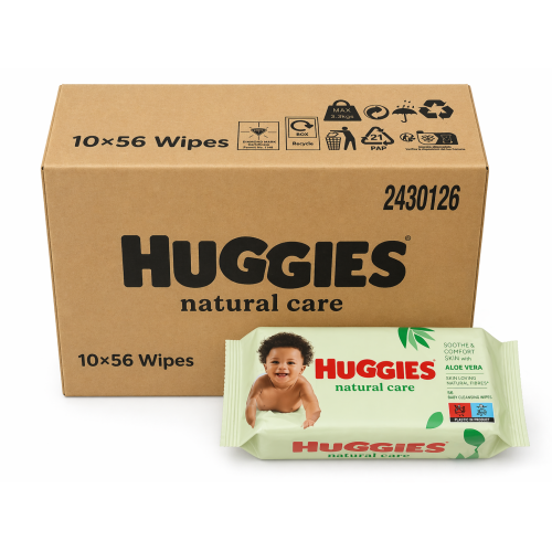 Toallitas Huggies Natural Care Aloe Vera Pack 560 Uds (10x56) – Limpieza Suave e Hidratación Natural