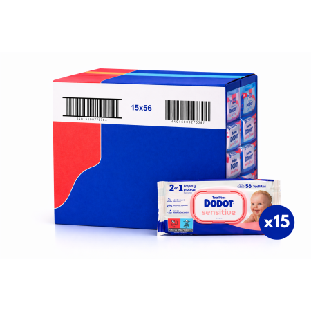 Toallitas Dodot Sensitive Pack Ahorro 840 Toallitas (15x56) – Máxima Suavidad para Piel Sensible