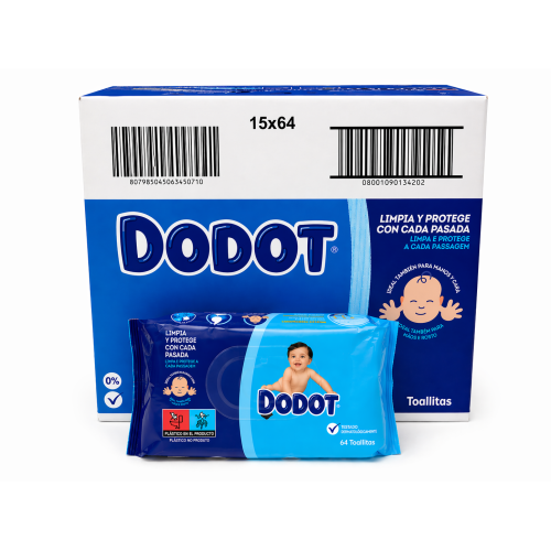 Toallitas Dodot Azul 960 unidades (15x64) – higiene diaria con suavidad y cuidado para piel sensible.