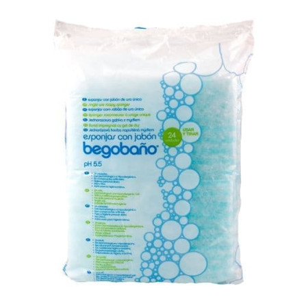 Esponjas jabonosas Begobaño 2 X 24 unidades | Higiene suave pH 5.5 para toda la familia