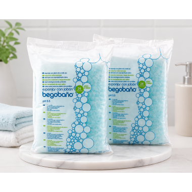 Esponjas jabonosas Begobaño 2 X 24 unidades | Higiene suave pH 5.5 para toda la familia