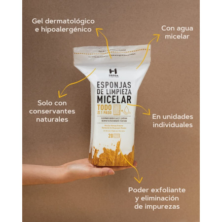 Esponjas Micelares Desmaquillantes 5X 20 uds Limpieza Facial PH 5.5