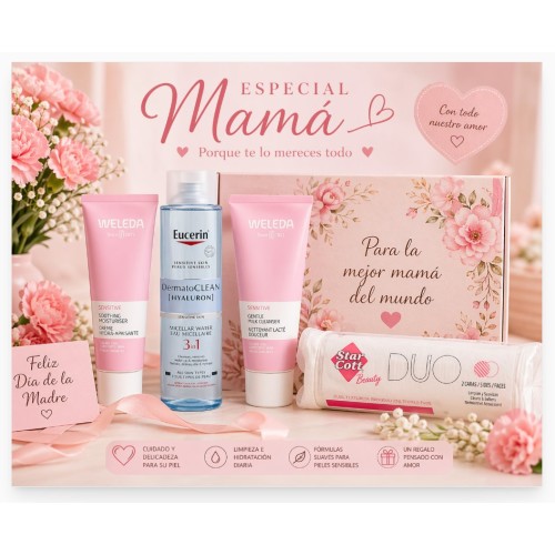 Pack Super Ahorro Especial Mamá | Weleda Almendra + Eucerin Micelar + Discos Desmaquillantes | Piel Sensible