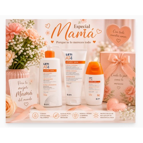 Pack Super Ahorro Especial Mamá Leti AT4 | Cuidado Completo Piel Atópica, Hidratación y Protección SPF50+