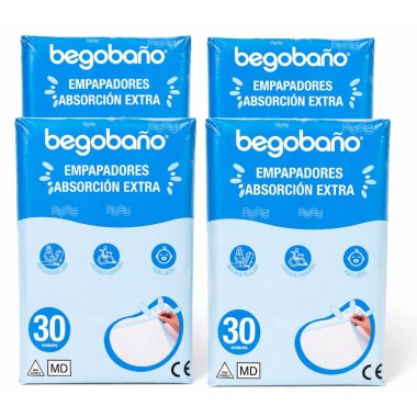 Empapadores Absorción Extra Begobaño Pack 4 x 30 Unidades (120 uds) | 60x90 cm Alta Absorción