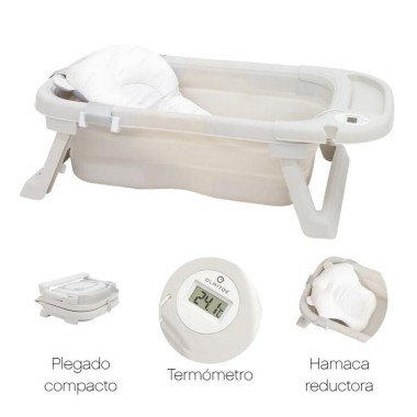 Bañera Plegable Beige con Hamaca OLMITOS – Compacta y Segura para Bebés