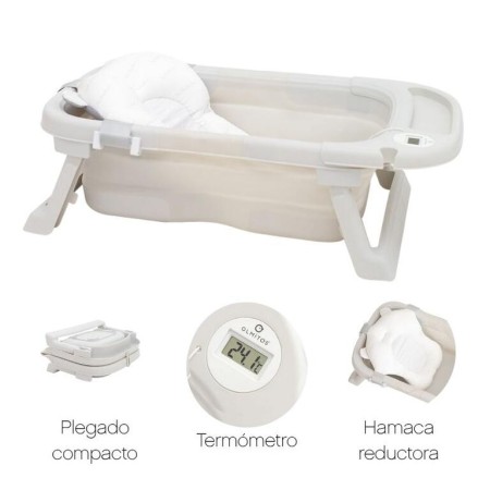 Bañera Plegable Beige con Hamaca OLMITOS – Compacta y Segura para Bebés