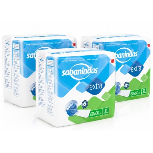 Sabanindas Protector Extra 60x60 Indas pack 3x20 | Empapadores alta absorción