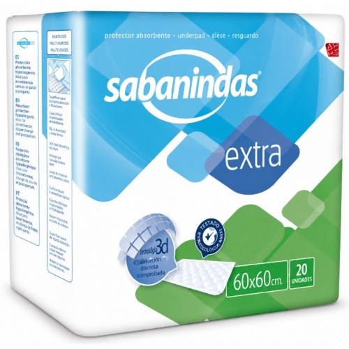 Sabanindas Protector Extra 60x60 Indas pack ahorro 6x20 | Empapadores alta absorción