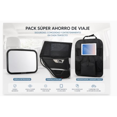 Pack Súper Ahorro a viajar Olmitos | Espejo + Parasol + Organizador Tablet
