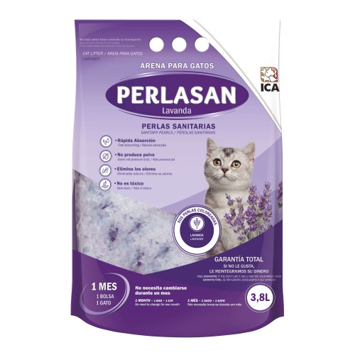 Arena para Gatos Perlasan Lavanda Pack 2 x 3,8L – Perlas Sanitarias Absorbentes Sin Polvo