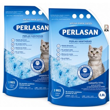 Doble formato ahorro – Arena para gatos Perlasan sin polvo y con máxima absorción