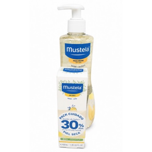 Pack Mustela Aceite de Baño y Ducha 500ml + Crema Facial 40ml Piel Seca