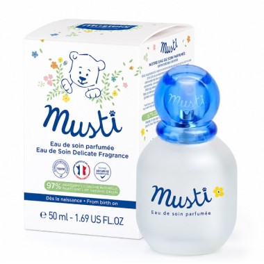 Musti Eau de Soin Mustela 50 ml | Fragancia suave sin alcohol para bebés y niños