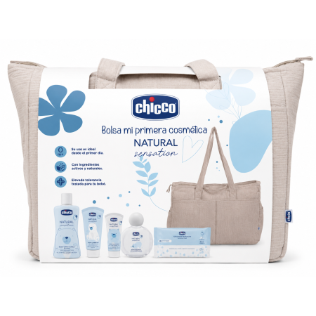 Chicco Natural Sensation Set Bebé con Bolsa Beige | Higiene e Hidratación Recién Nacido