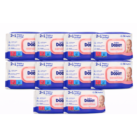 Pack Súper Ahorro Bebé Chicco & Dodot Sensitive | Alimentación Silicona + Higiene + 10x56 Toallitas