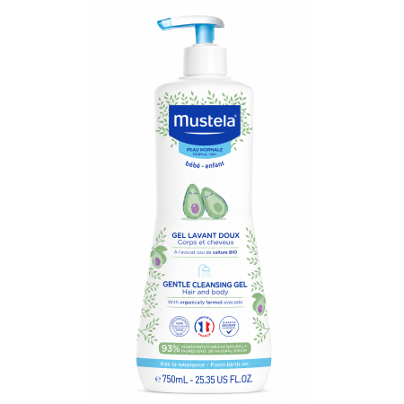 Gel de Baño Mustela 750 ml | Limpieza suave cuerpo y cabello desde el nacimiento