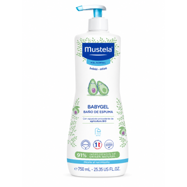Mustela Babygel Baño de Espuma 750 ml | Limpieza suave y espuma delicada para bebés