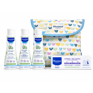 Neceser Mustela Bebé con Productos de Higiene y Crema Bálsamo | Pack regalo cuidado diario
