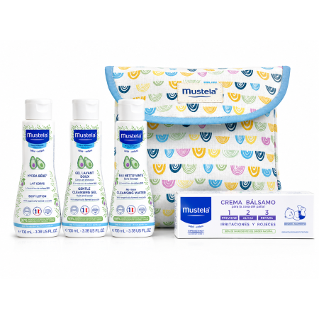 Neceser Mustela Bebé con Productos de Higiene y Crema Bálsamo | Pack regalo cuidado diario