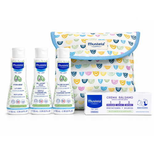 Neceser Mustela Bebé con Productos de Higiene y Crema Bálsamo | Pack regalo cuidado diario