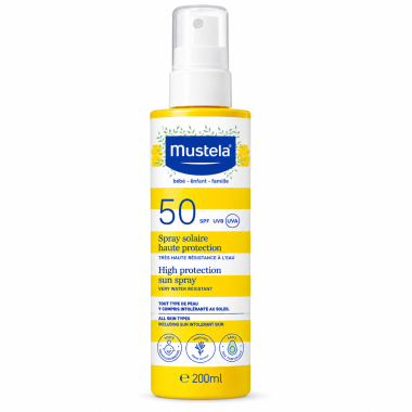 Spray Solar Mustela SPF 50 200 ml | Alta protección solar para bebés y niños