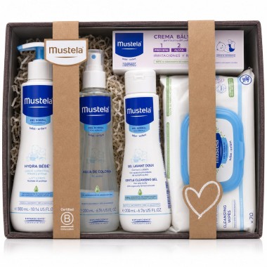Canastilla Mustela Bebé con Productos de Higiene y Cuidado | Pack regalo recién nacido