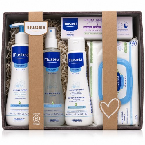 Canastilla Mustela Bebé con Productos de Higiene y Cuidado | Pack regalo recién nacido