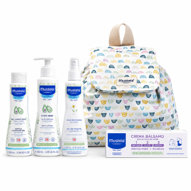 Mochila Mustela Bebé con Productos de Higiene y Crema Bálsamo | Pack regalo recién nacido