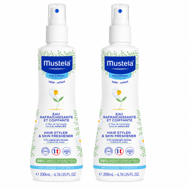 Agua Refrescante y de Peinar Mustela Bio Pack Duplo 2x200ml | Frescura, suavidad y cuidado natural para bebé y niño