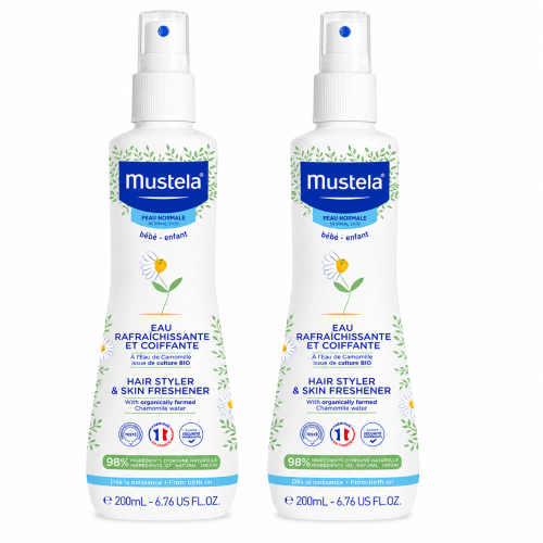 Agua Refrescante y de Peinar Mustela Bio Pack Duplo 2x200ml | Frescura, suavidad y cuidado natural para bebé y niño