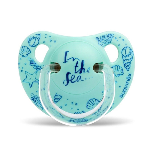 Chupete y broche In the sea azul 6-18 meses anatómico silicona. Suavinex