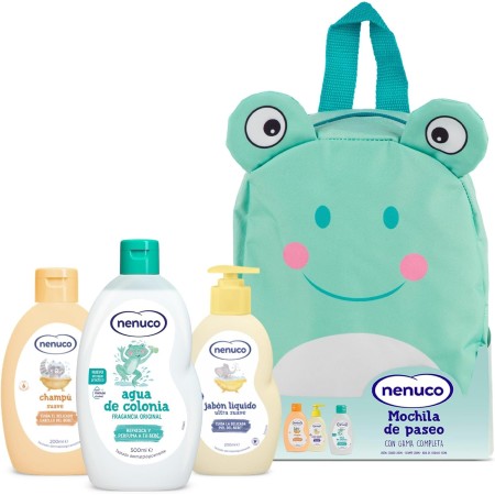 Mochila Ranita Nenuco con Productos de Higiene Bebé | Pack paseo con colonia, champú y jabón ultra suave
