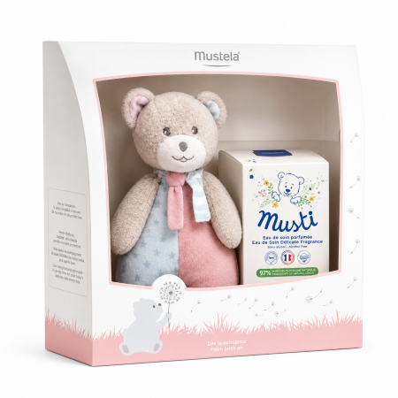 Cofre Mustela Musti Perfume + Osito | El regalo perfecto para dar la bienvenida al bebé con ternura y delicadeza