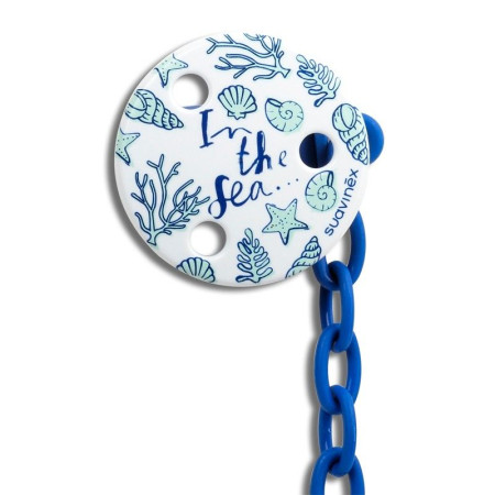 Chupete y broche In the sea azul 6-18 meses anatómico silicona. Suavinex