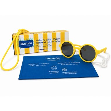 Gafas de Sol Mustela Polarizadas Ecológicas Redondas | Protección UV con cordón de sujeción, funda y pañito de limpieza